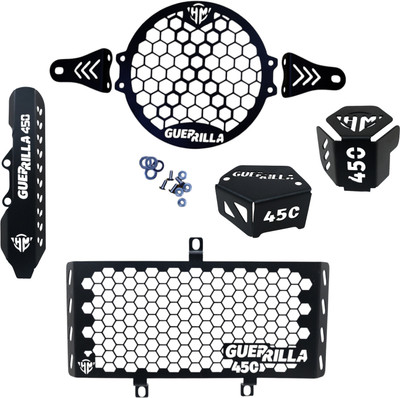 HIMOTORS RE Guerrilla 450 headlight grill,front oil cap,Radiator guard COMBO Set of 5 Bike Headlight Grill(Black)