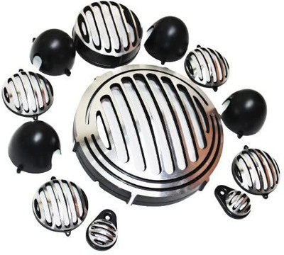 OBEROI'S TRADERS Chrome Headlight Grill / Jali Set with Tail Lamp, Indicator, Eyes for Reborn 350 Bike Headlight Grill(Silver)