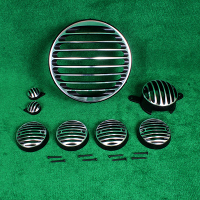 MEYOU BULLET CLASSIC DIAMOND HEADLIGHT GRILL SET FOR ALL CLASSIC MODELS (SET OF 8) Bike Headlight Grill(Steel, Black)