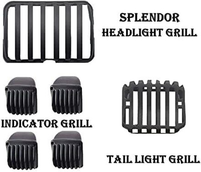 bikeworld Splendor Complet Pvc Set Of 6 Grills Bike Headlight Grill(Black)