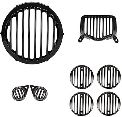 Bike auto accessories Headlight Grill Set -8 Compatible for Bullet Standard BS-4 Model & 350 & 500 CC Bike Headlight Grill(Black)