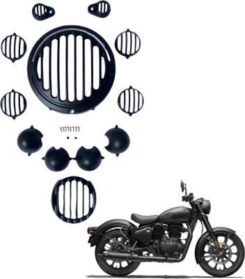 EAZ Grill Set for RE Classic Reborn LED-Headlight-Tail-Indicator Grills (Set of 12) Bike Headlight Grill(Black)