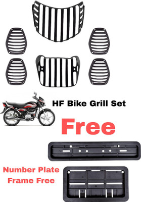 VPRS HF Deluxe Bike Grill Set and Number Plate Free pack of 8 Bike Headlight Grill(Black)