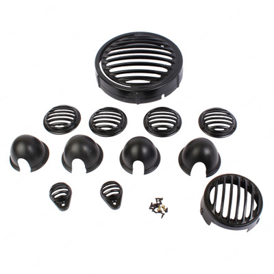 Alpha ten COMPLETE GRILL SET CLASSIC REBORN SET OF 12 MADE IN INDIA Bike Headlight Grill(Black)
