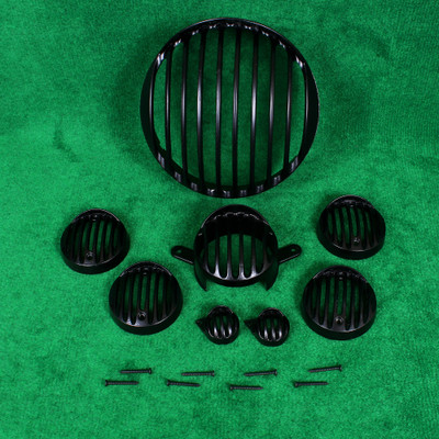 MEYOU BULLET CLASSIC CAP HEADLIGHT GRILL SET CLASSIC ALL MODELS(SET OF 8)MADE IN INDIA Bike Headlight Grill(Black)