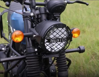 RWT Black Metal Heavy Headlight Grill For Royal Enfield Hunter 350 Bike Headlight Grill(Black)