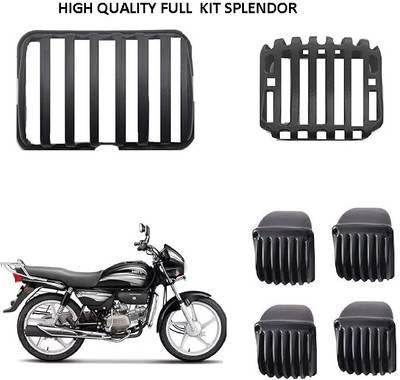 Golden Fox G14 Headlight, Indicator Taillight for Hero Splendor Plus BS3 to BS6 All Models Bike Headlight Grill(Black)
