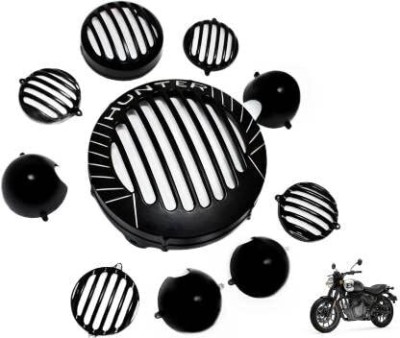 DOLSHACOB CNC Metal Headlight Grill Set Hunter 350 (Set of 10, Black ) Bike Headlight Grill(Black)