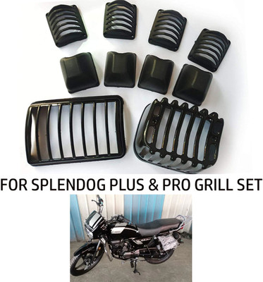 VPRS SPLENDOR HEADLIGHT TAIL LIGHT INDICATOR GRILL COVER SET Bike Headlight Grill(Black)