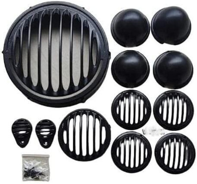 Shreeji Accessorie CLASSIC REBORN, METEOR BLACK GRILL COMPLETE SET MADE IN INDIA Bike Headlight Grill(Black)