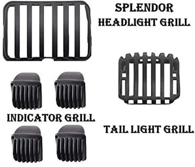 Golden Fox Headlight, Indicator Taillight for Hero Splendor Plus BS3 to BS6 All Model BIKE Bike Headlight Grill(Black)