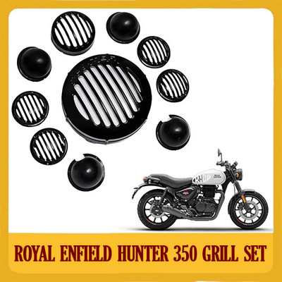 DAZZRIDE Hunter Grill Set for RE Hunter 350 (Set of 10) Black Bike Headlight Grill(Black)