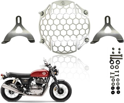 Moto Genius Headlight Grill Guard for RE Interceptor: Durable stainless steel cover! Bike Headlight Grill(Silver)