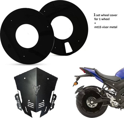 acube mart mt 15 CNC short visor dot with WHEEL DISC cover for 17inch wheel, black 17A-1 Bike Headlight Visor