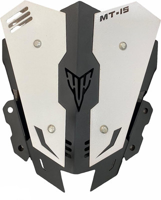 RawatZ Silver MT-15 Windscreen Wind Deflector Short Visor Made with mild Steel Bike Headlight Visor