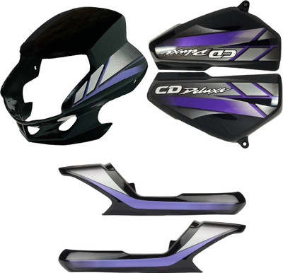 SP Shree Premium CD Deluxe Black Blue Headlight Visor Side panel And Tail Panel Bike Headlight Visor