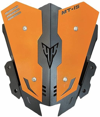 VermsBikers MT-15 front protective metal visor black and orange Bike Headlight Visor