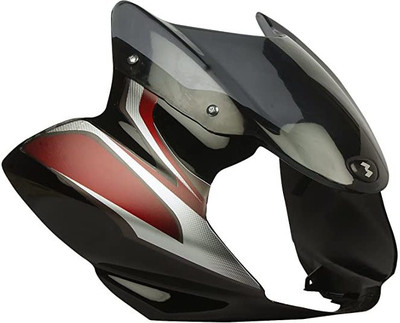 plutoauto Headlight Visor with Glass for Bajaj Discover 100CC (Black and Red) Bike Headlight Visor