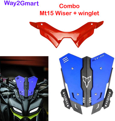 way2gmart YAMA-HA MT-15 BLUE VISOR WITH RED WINGLET Bike Headlight Visor