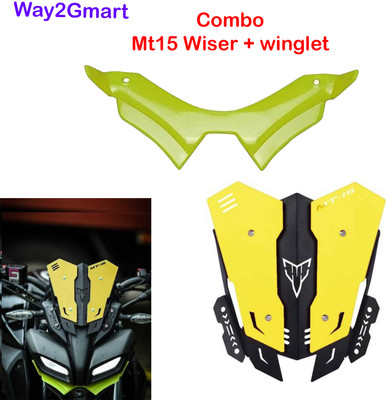 way2gmart YAMA-HA MT15 YELLOW VISOR WITH NEON WINGLET Bike Headlight Visor