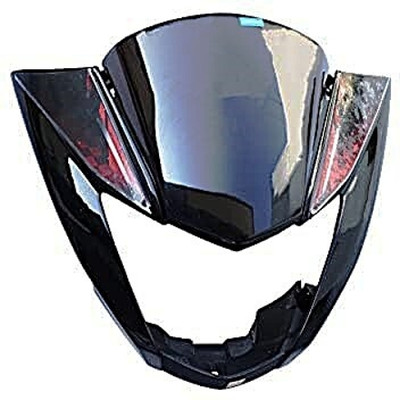 Mudsor FRONT VISOR FOR GLAMOUR T7 BLACK RED (WITH GLASS) Bike Headlight Visor