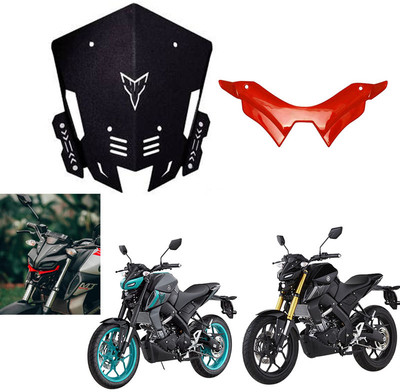 Muttfy Combo of MT 15 Black Metal Visor with Winglet Bike Headlight Visor