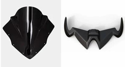 way2gmart New_Windshield Touring Bolt Visor for Pulsar RS200 (Black), rs 200 winglet Black Bike Headlight Visor
