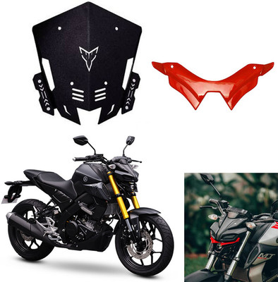 Muttfy MT 15 metal front Windshield MT Winglet Red Bike Headlight Visor