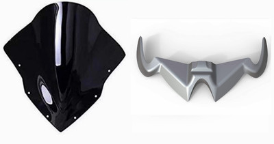 acube mart DB visor for pulsar rs200 visor black + rs 200 winglet grey Bike Headlight Visor