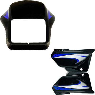 Shree Premium SPL BLACK BLUE HEADLIGHT VISOR AND SIDE PANEL COMBO Bike Headlight Visor