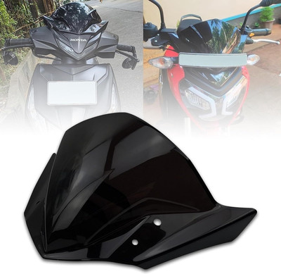 BRXR Universal Small Headlight Visor Glass Wind Deflector for All Scooty and Bike Bike Windshield