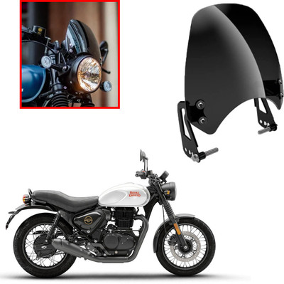 DAZZRIDE RE HUNTER 350 CC Black WINDSCREEN WITH CLAMP Bike Windshield Bike Headlight Visor
