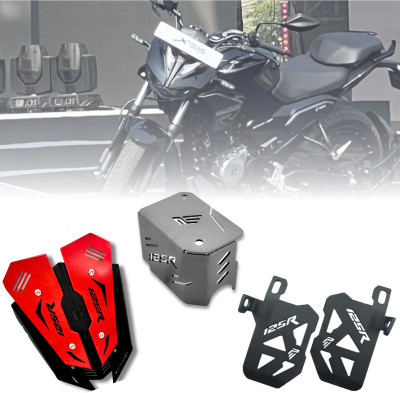 PHANTOM Visor/V.2 Front Oil Cap & Footrest for Hero Xtreme 125R (Red & Grey) Bike Headlight Visor