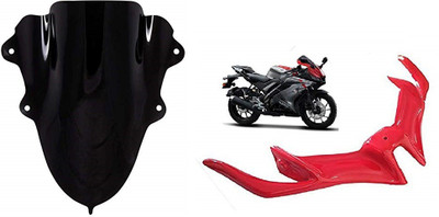 acube mart R15 v3 Double Bubble Visor black + r15 v3 winglet red Bike Headlight Visor