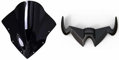 acube mart DB visor for pulsar rs200 visor black + rs 200 winglet black Bike Headlight Visor