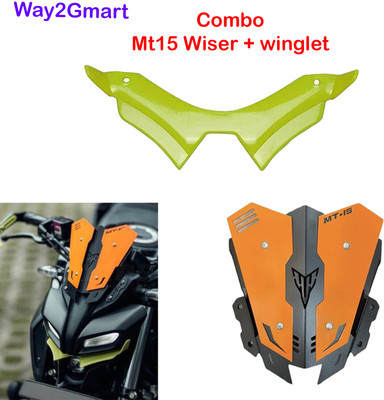 way2gmart YAMA-HA MT15 ORANGE VISOR WITH NEON WINGLET Bike Headlight Visor