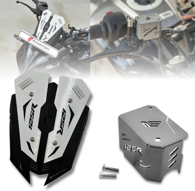 PHANTOM Premium Visor & Front Oil Cap for Hero Xtreme 125R (WHITE & GREY) Bike Headlight Visor