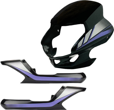 SP Shree Premium CD Deluxe Black Blue Headlight Visor and Tail Panel Bike Headlight Visor