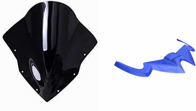 acube mart DB visor for pulsar rs200 visor black + rs 200 winglet blue Bike Headlight Visor