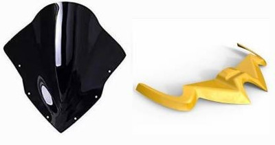 way2gmart DB visor for pulsar rs200 visor black + rs 200 winglet yellow Bike Headlight Visor