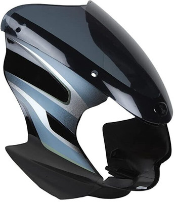 plutoauto Headlight Visor with Glass for Discover 125/135 CC Bike (Black and Grey) Bike Headlight Visor