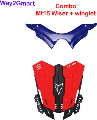 way2gmart YAMA-HA MT-15 VISOR RED WITH BLUE WINGLET Bike Headlight Visor