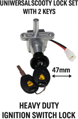 Genratic Scooty Lock Set 47mm Ampere Magnus, Big vaspa MGA-Universal Lock Set 47mm EV Series Key Switch Lock(Black)
