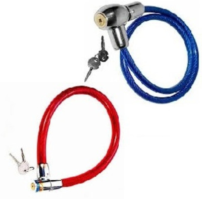 Gree9 Store Lock, Bicycle/Cycle Cable Lock Multicolor with 2 Keys Pack of 2 Cycle Lock