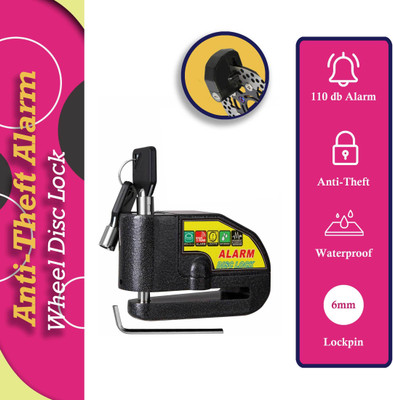 Allowing Bike Disc Lock, Anti-Theft Waterproof Disc Brake 110dB Alarm Lock for Motorbike Motorcycle Waterproof 110dB Heavy Duty Anti-Theft Alarm Wheel Disc Lock(Black)