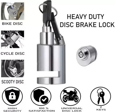 KGMZONE Disk Lock Heavy Stainless Steel Disc Break Security Lock Disc Lock Disc Lock(Silver)
