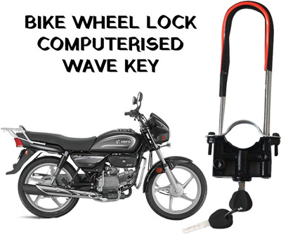 ZRIDE Heavy Quality Computerized Wave Key Bike Front Shocker Hero Splendor All Model ZR07 Wheel Lock(Black)