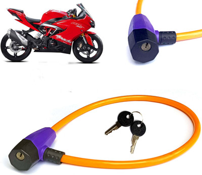 AUTO PEARL Heavy Duty Yellow Braided Steel Wires Cable Bike Lock for Street TwinBS6 Cable Lock(Multicolor)