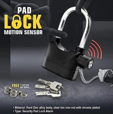 MELZRON Alarm Security Lock Motion Sensor Anti Theft Alarm Lock Security with Keys, 110db Bike Padlock Pad Lock(Black)