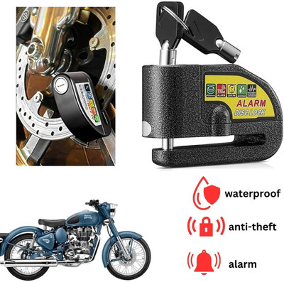 ENEMYT DISK ALARM LOCK Motorcycle Alarm Lock Anti-Theft Alarm Wheel Disc Brake For Classic 500 Disc Lock(Black)
